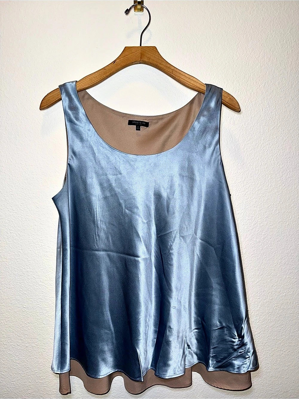 Lafayette 148 New York Silk Double-Layer Tank Top Blue Size L